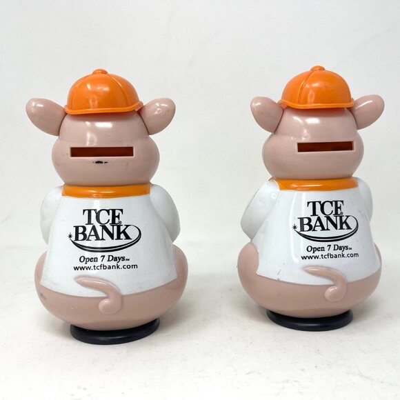 [Lot of 2] Vintage TCF BANK Baseball Piggy Banks Hard Plastic Promo Promotional - Picture 2 of 6